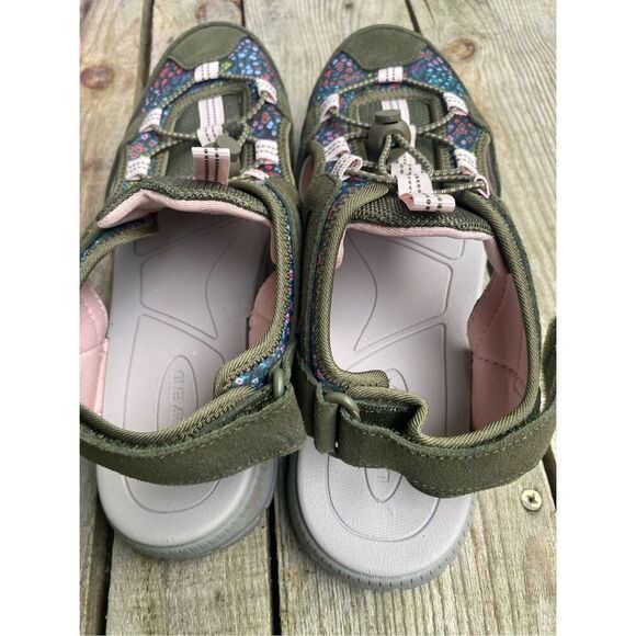 Lands’ End Wm’s Size 10D Floral Trail Sandals Olive Green Adjustable Hiking Shoe - Picture 7 of 9